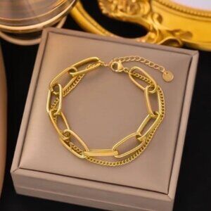 Versatile Gold Two-Strand Adjustable Bracelet with Clasp